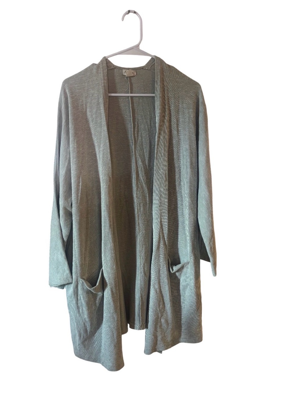DONNI. Lightweight Gray Open Cardigan with Front Pockets